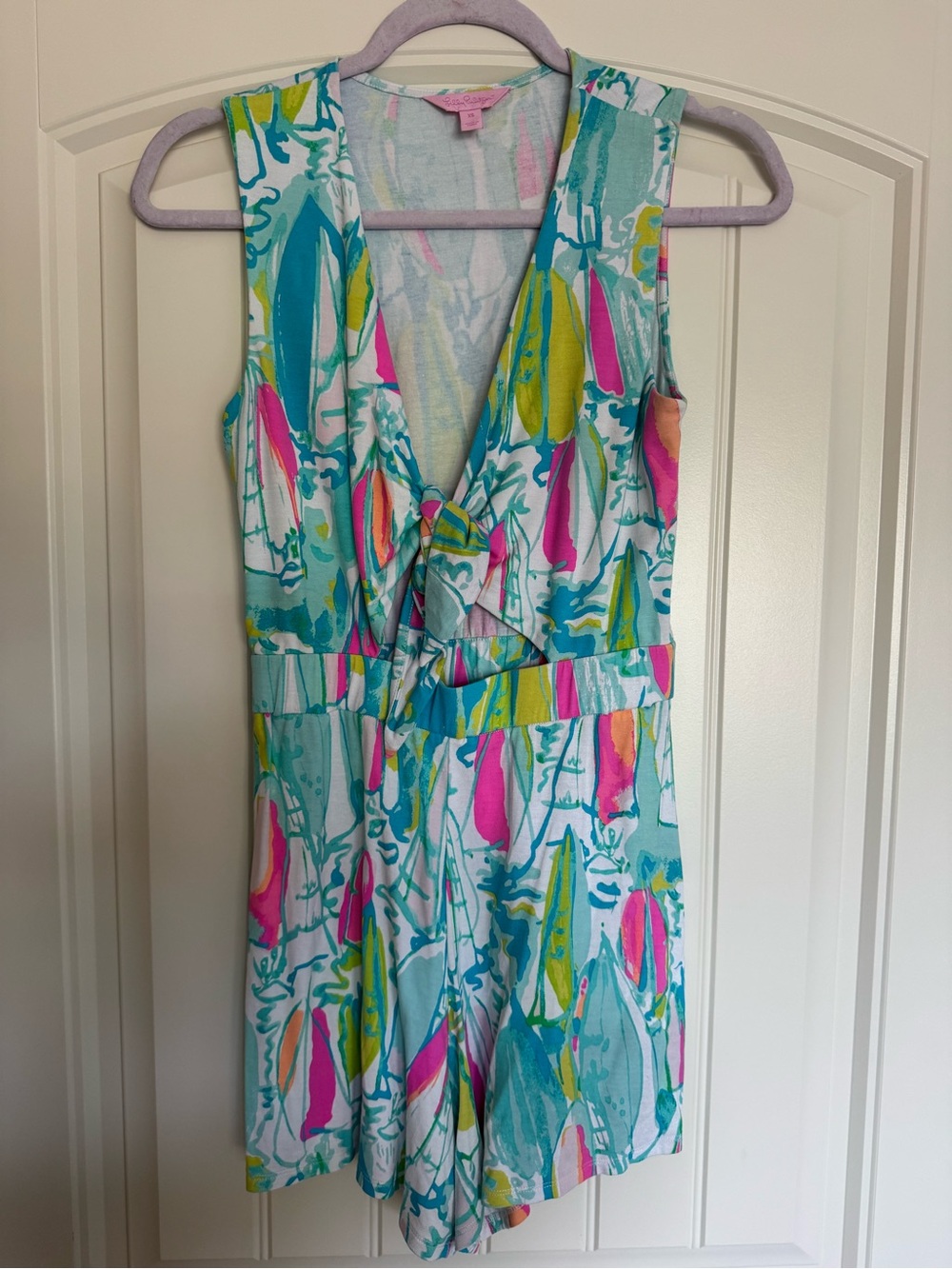 Lilly Pulitzer Teal, Pink & Yellow Printed One-Piece Romper